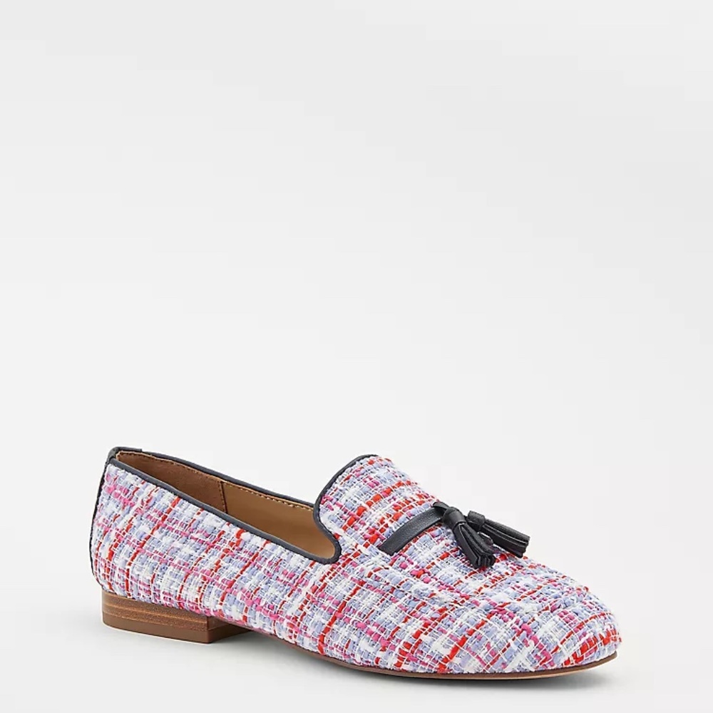 Ann Taylor Tweed Tassel Loafers